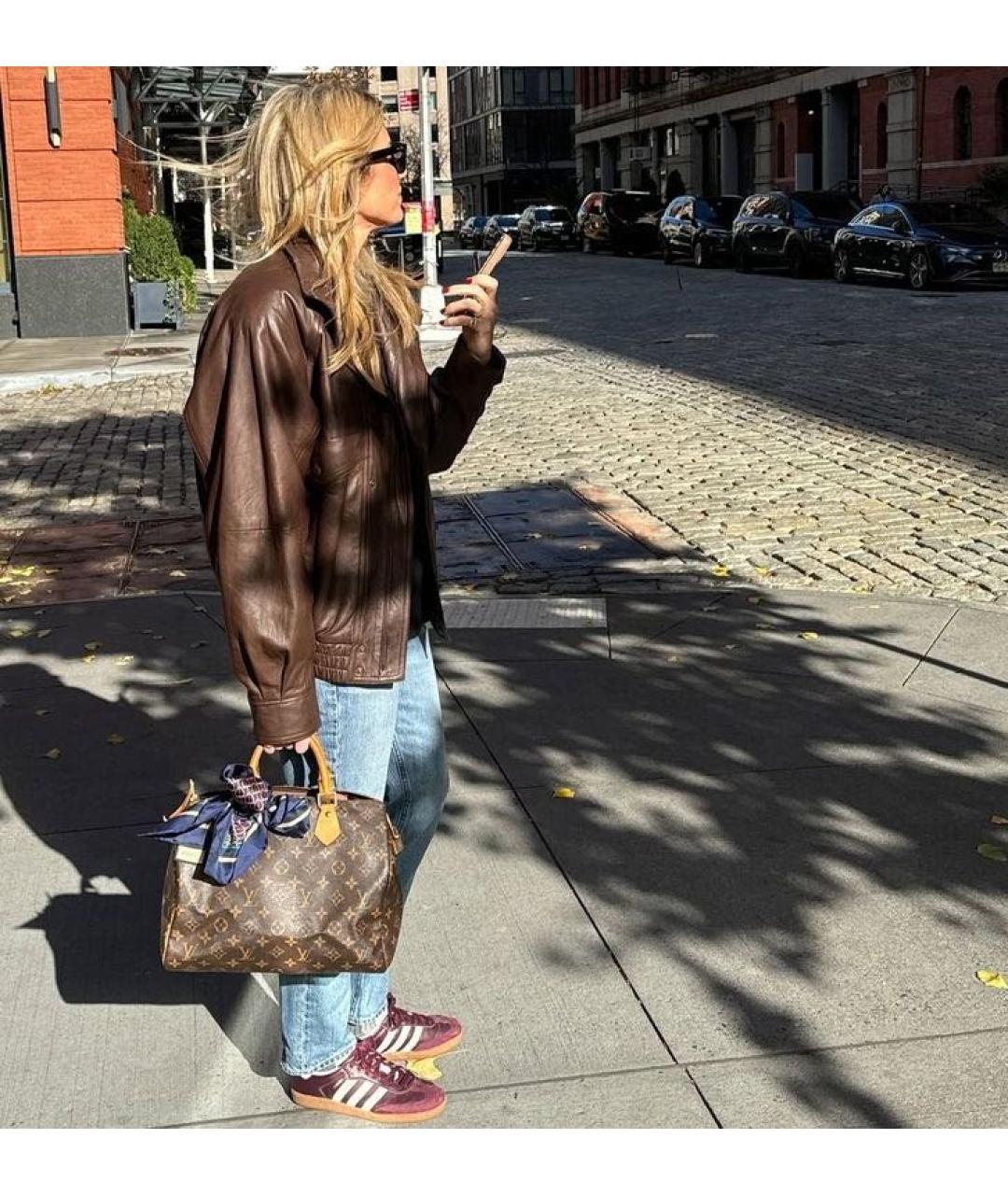 LOUIS VUITTON Коричневая кожаная сумка с короткими ручками, фото 8