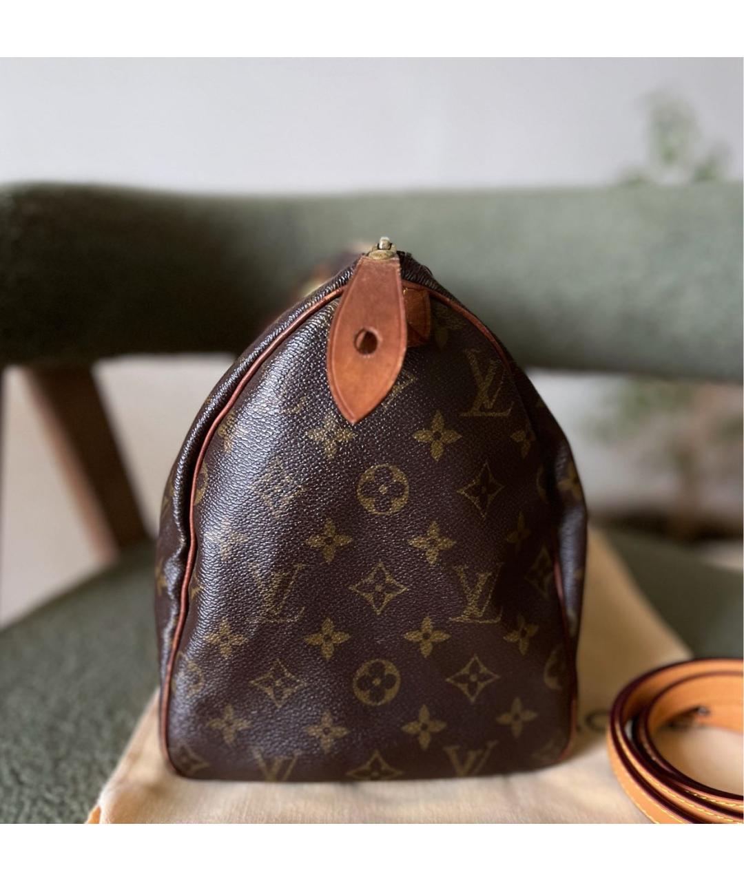 LOUIS VUITTON Коричневая кожаная сумка с короткими ручками, фото 5