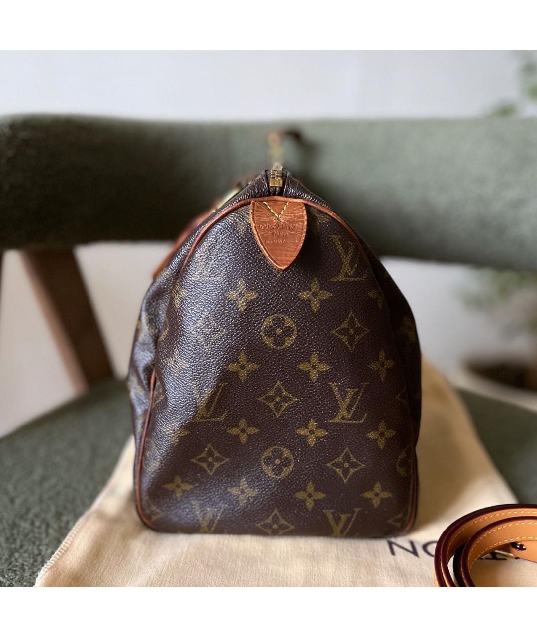 LOUIS VUITTON Коричневая кожаная сумка с короткими ручками, фото 4
