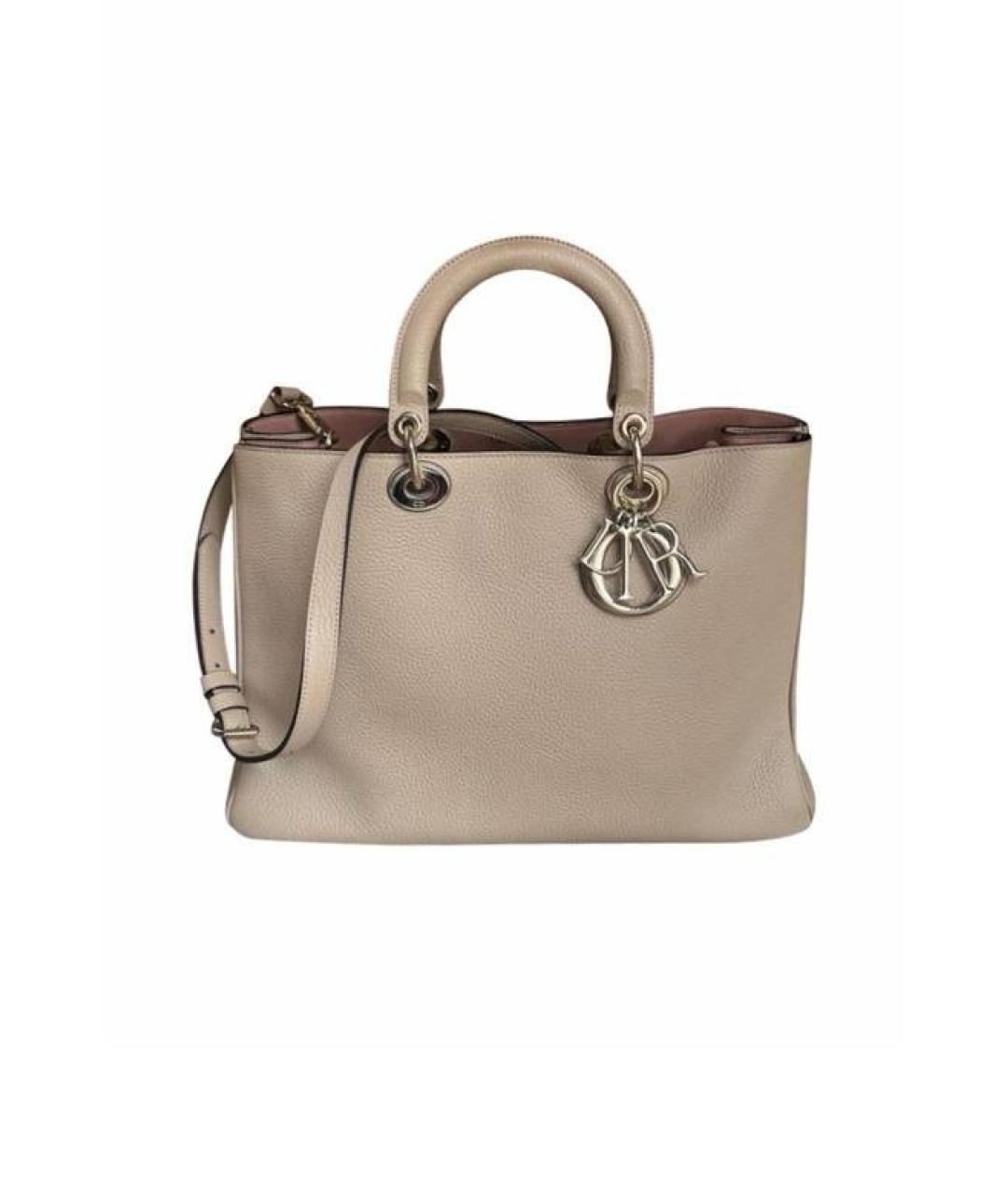 CHRISTIAN DIOR Бежевая кожаная сумка с короткими ручками, фото 8