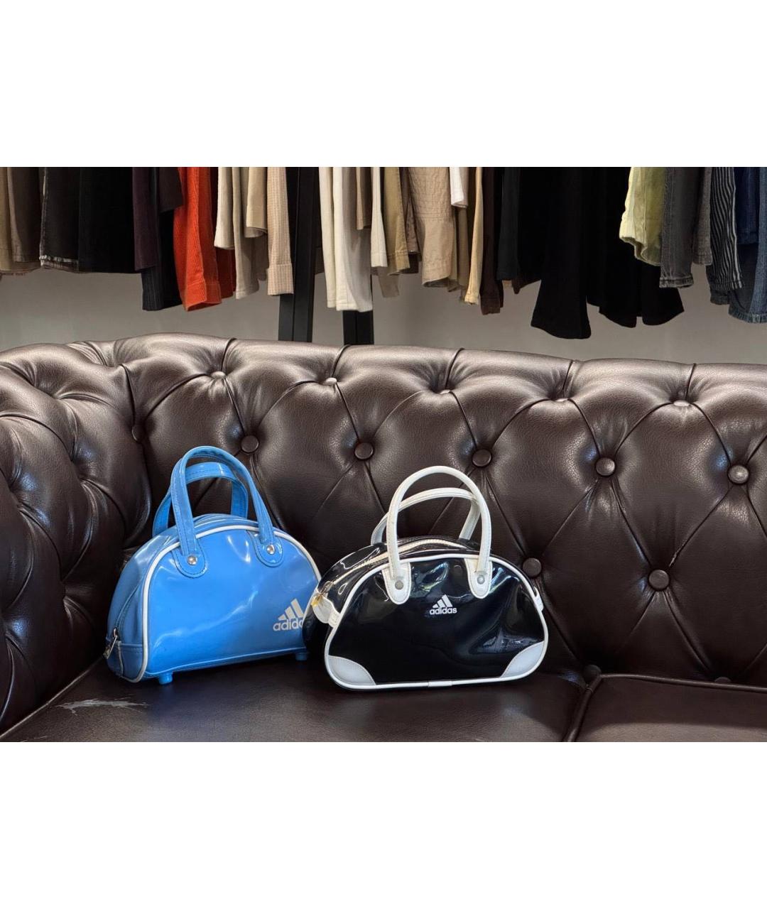 ADIDAS Голубая сумка с короткими ручками из лакированной кожи, фото 2