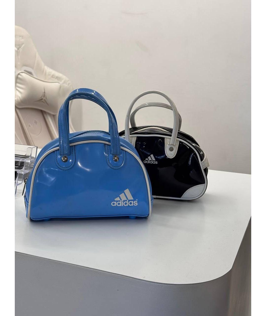 ADIDAS Голубая сумка с короткими ручками из лакированной кожи, фото 6