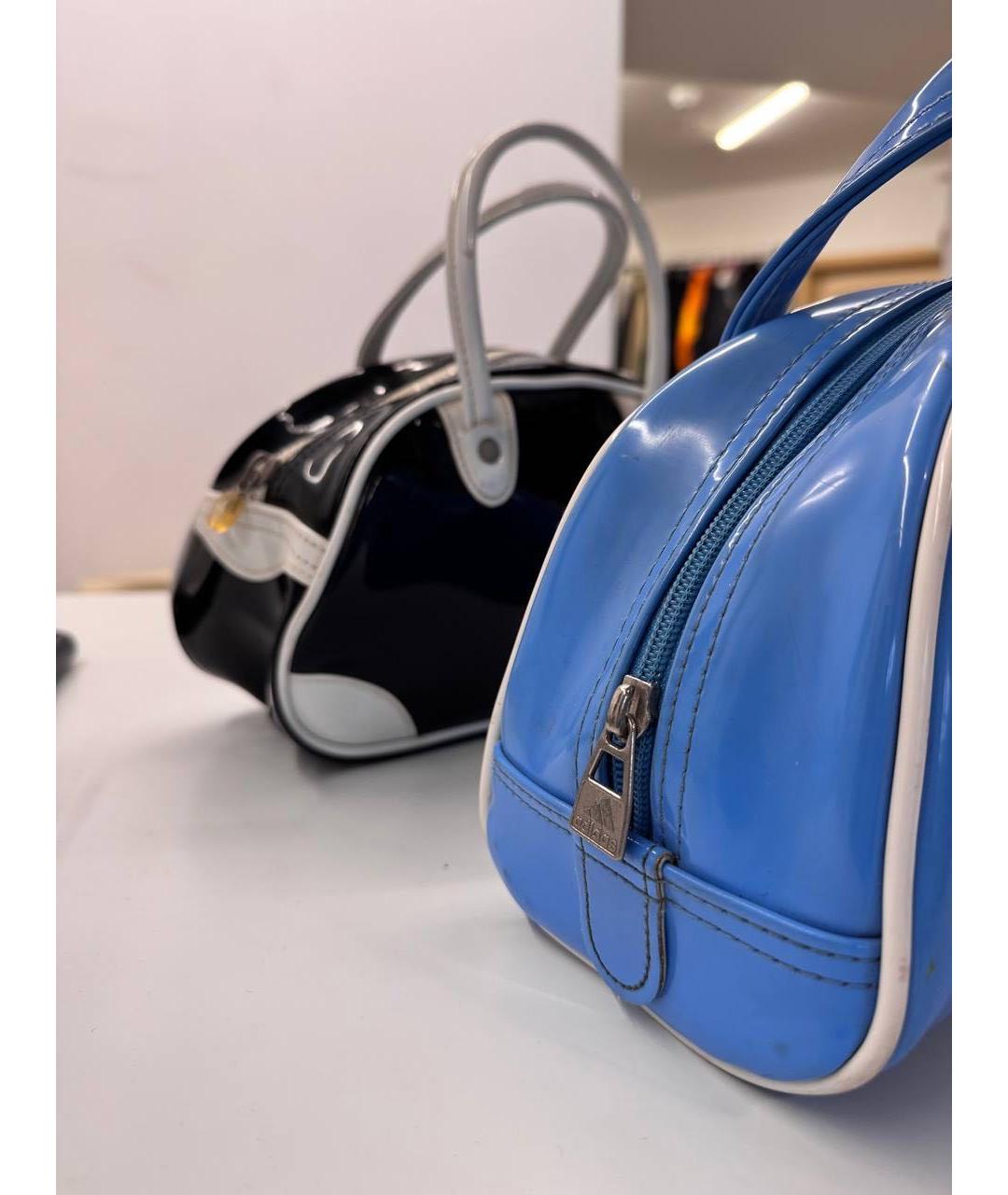 ADIDAS Голубая сумка с короткими ручками из лакированной кожи, фото 4