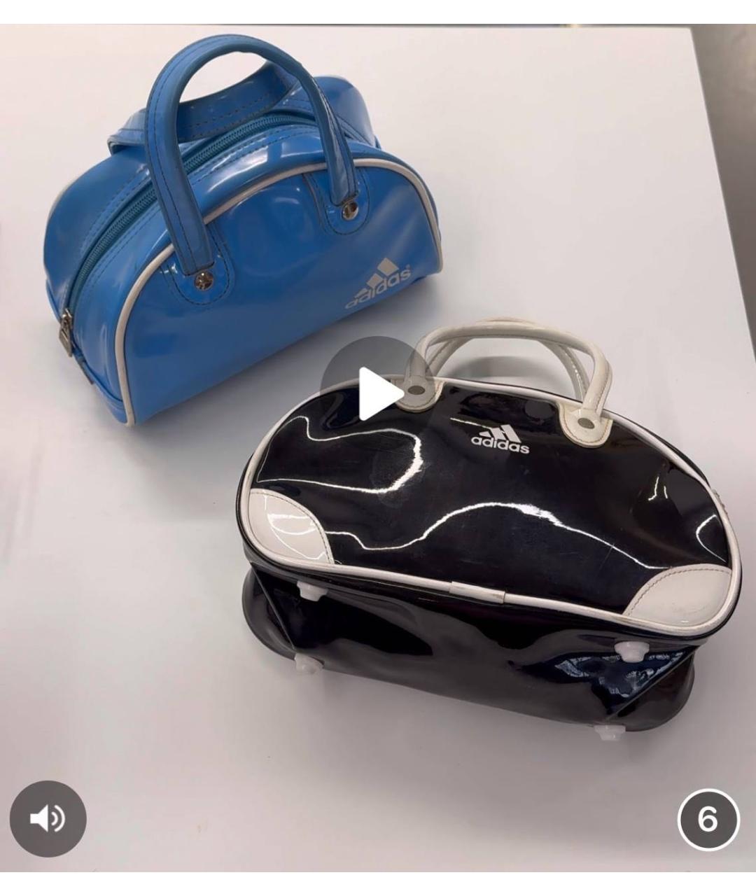 ADIDAS Голубая сумка с короткими ручками из лакированной кожи, фото 5