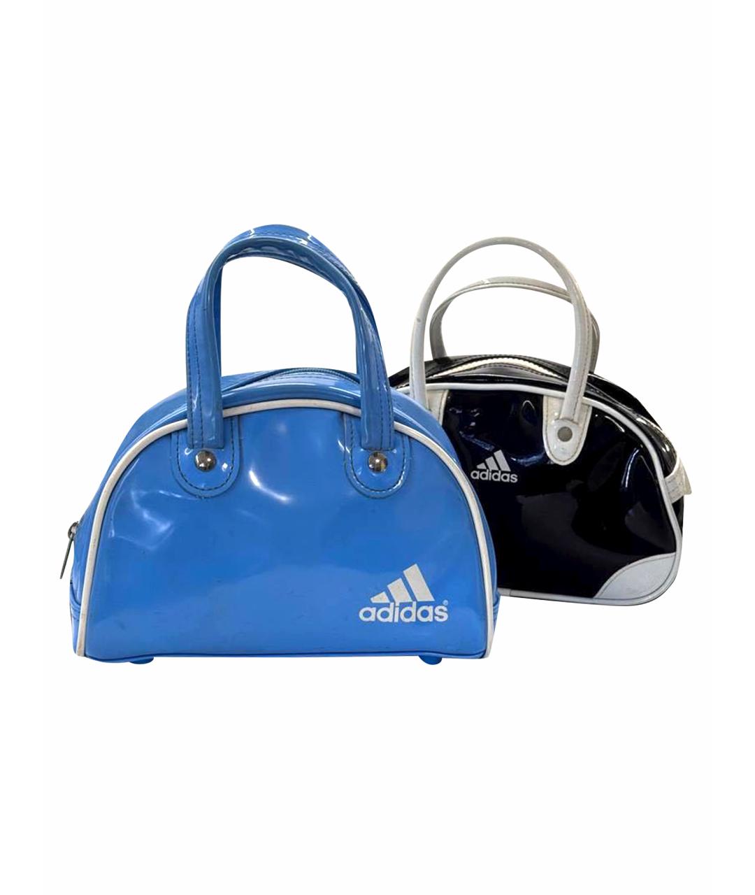 ADIDAS Голубая сумка с короткими ручками из лакированной кожи, фото 1