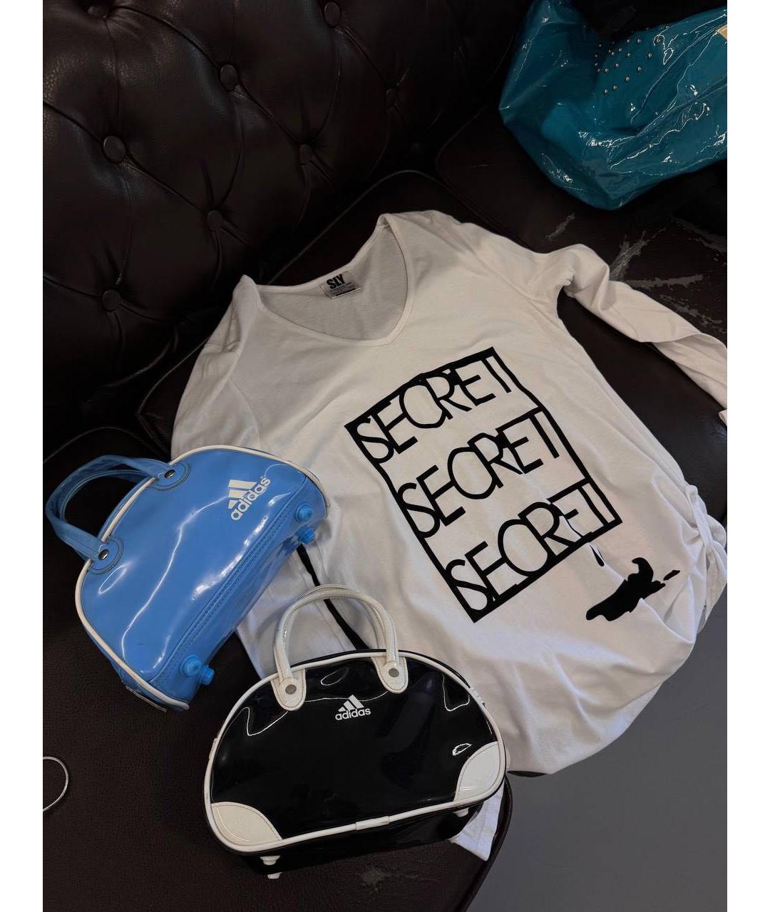 ADIDAS Голубая сумка с короткими ручками из лакированной кожи, фото 3