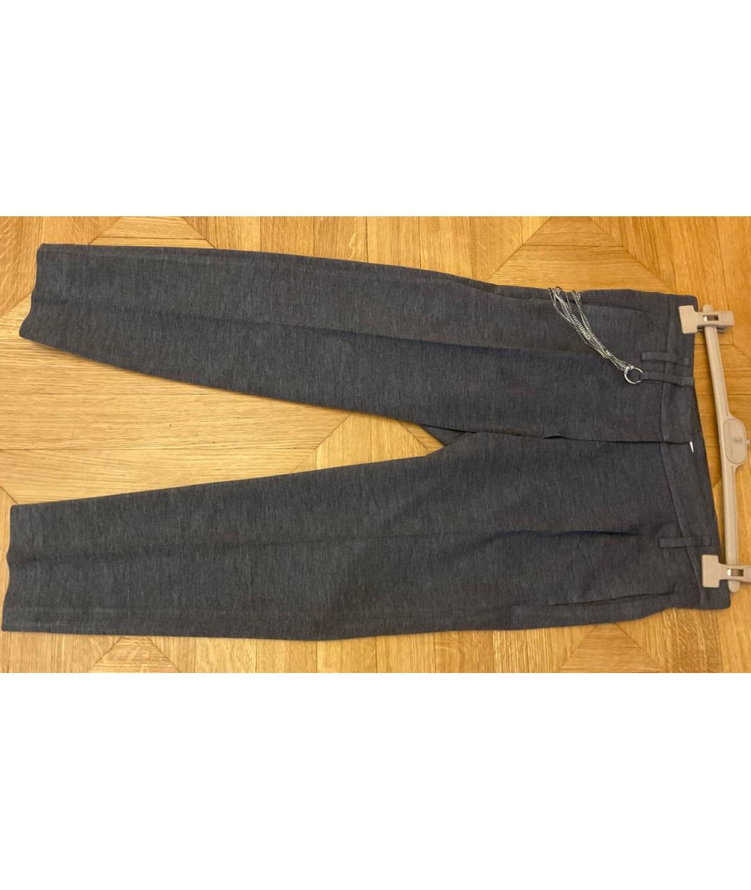 BRUNELLO CUCINELLI Антрацитовые шерстяные брюки узкие, фото 2