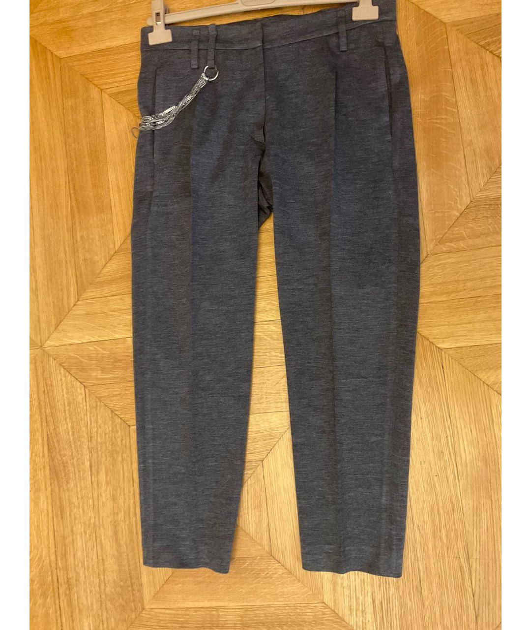 BRUNELLO CUCINELLI Антрацитовые шерстяные брюки узкие, фото 6