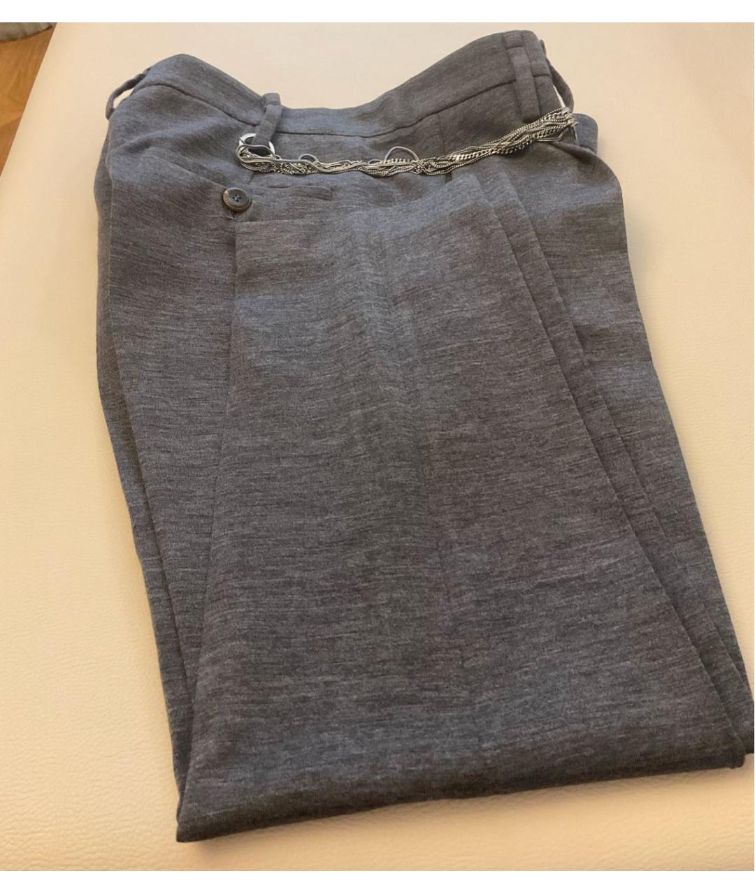 BRUNELLO CUCINELLI Антрацитовые шерстяные брюки узкие, фото 5