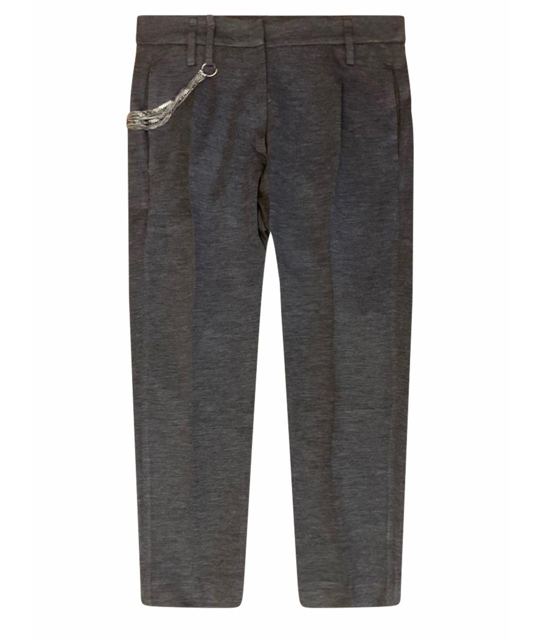 BRUNELLO CUCINELLI Антрацитовые шерстяные брюки узкие, фото 1