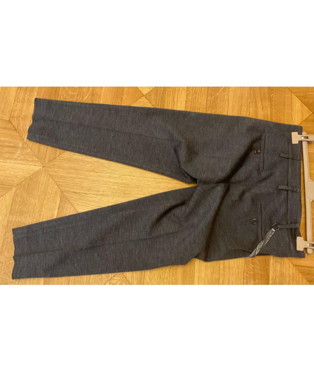 BRUNELLO CUCINELLI Антрацитовые шерстяные брюки узкие, фото 3