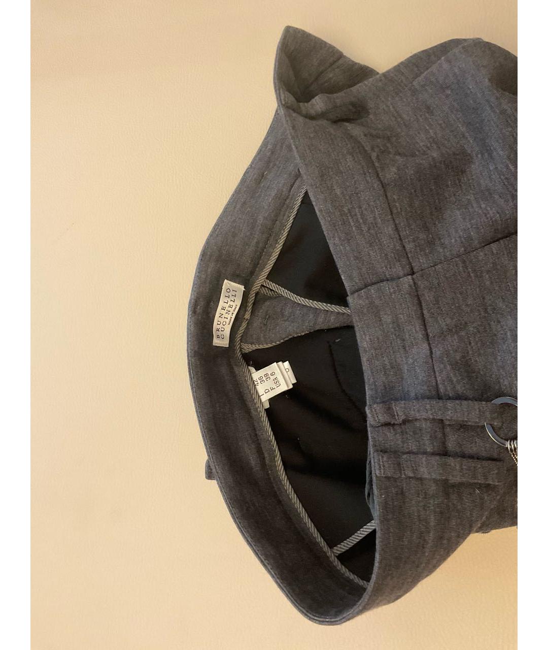 BRUNELLO CUCINELLI Антрацитовые шерстяные брюки узкие, фото 4