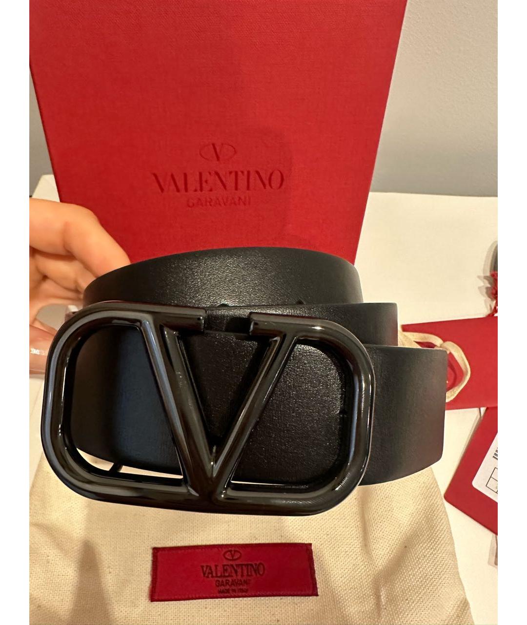 VALENTINO Черный кожаный ремень, фото 4