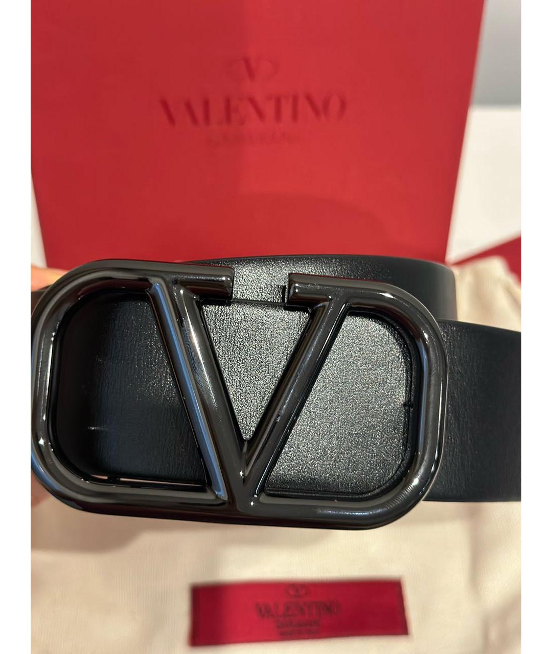 VALENTINO Черный кожаный ремень, фото 3