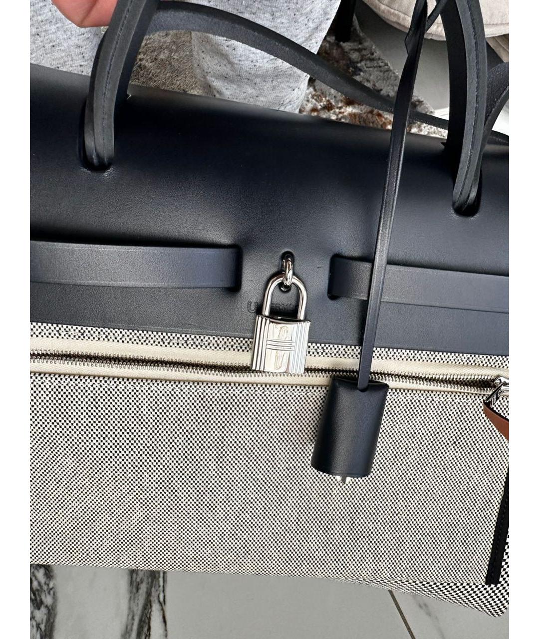 HERMES Серая кожаная сумка с короткими ручками, фото 8