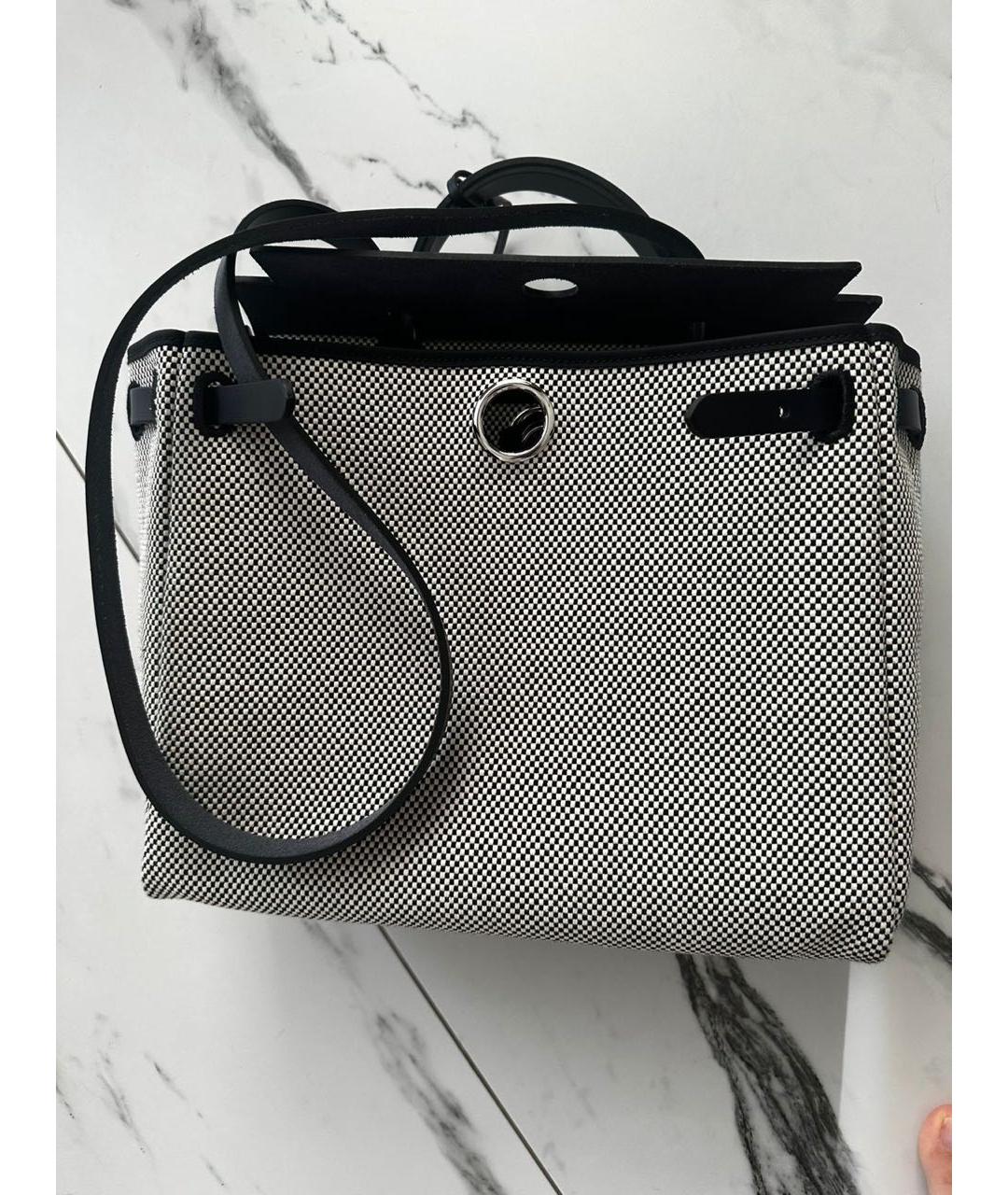 HERMES Серая кожаная сумка с короткими ручками, фото 7