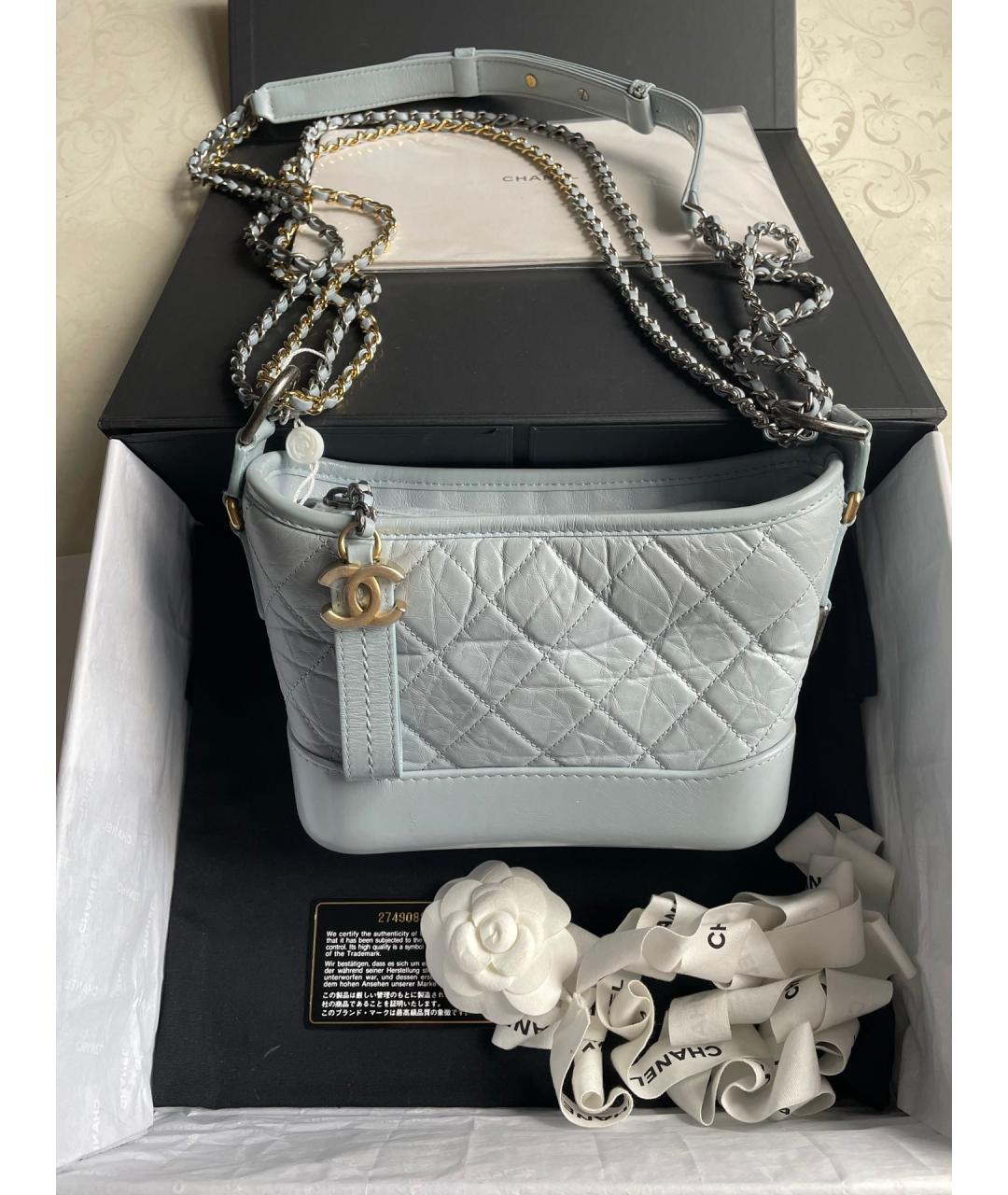 CHANEL Голубая кожаная сумка через плечо, фото 7