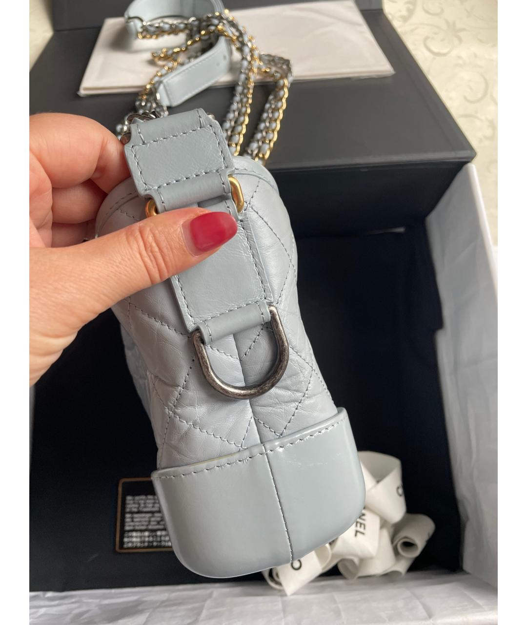 CHANEL Голубая кожаная сумка через плечо, фото 5