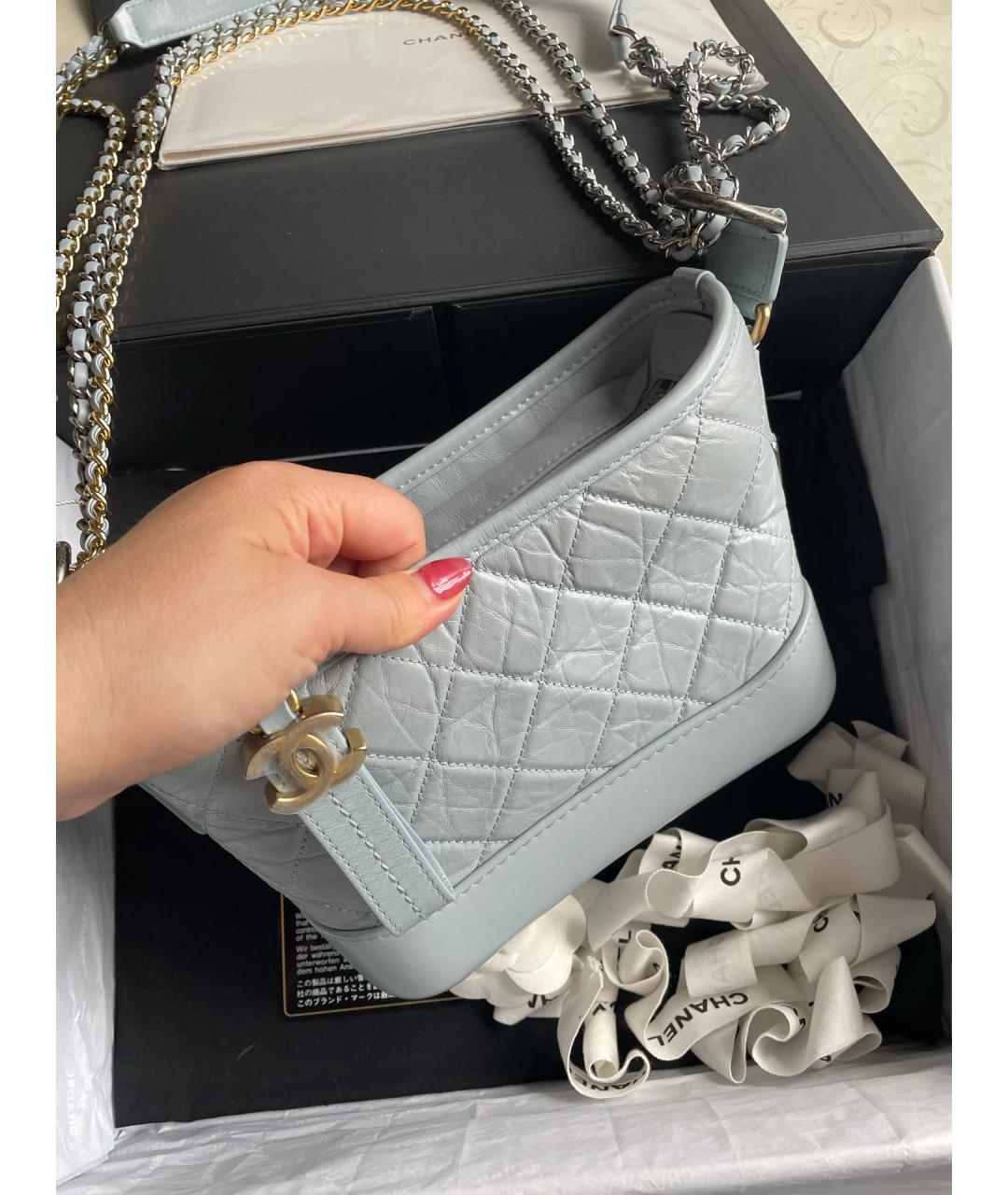 CHANEL Голубая кожаная сумка через плечо, фото 2