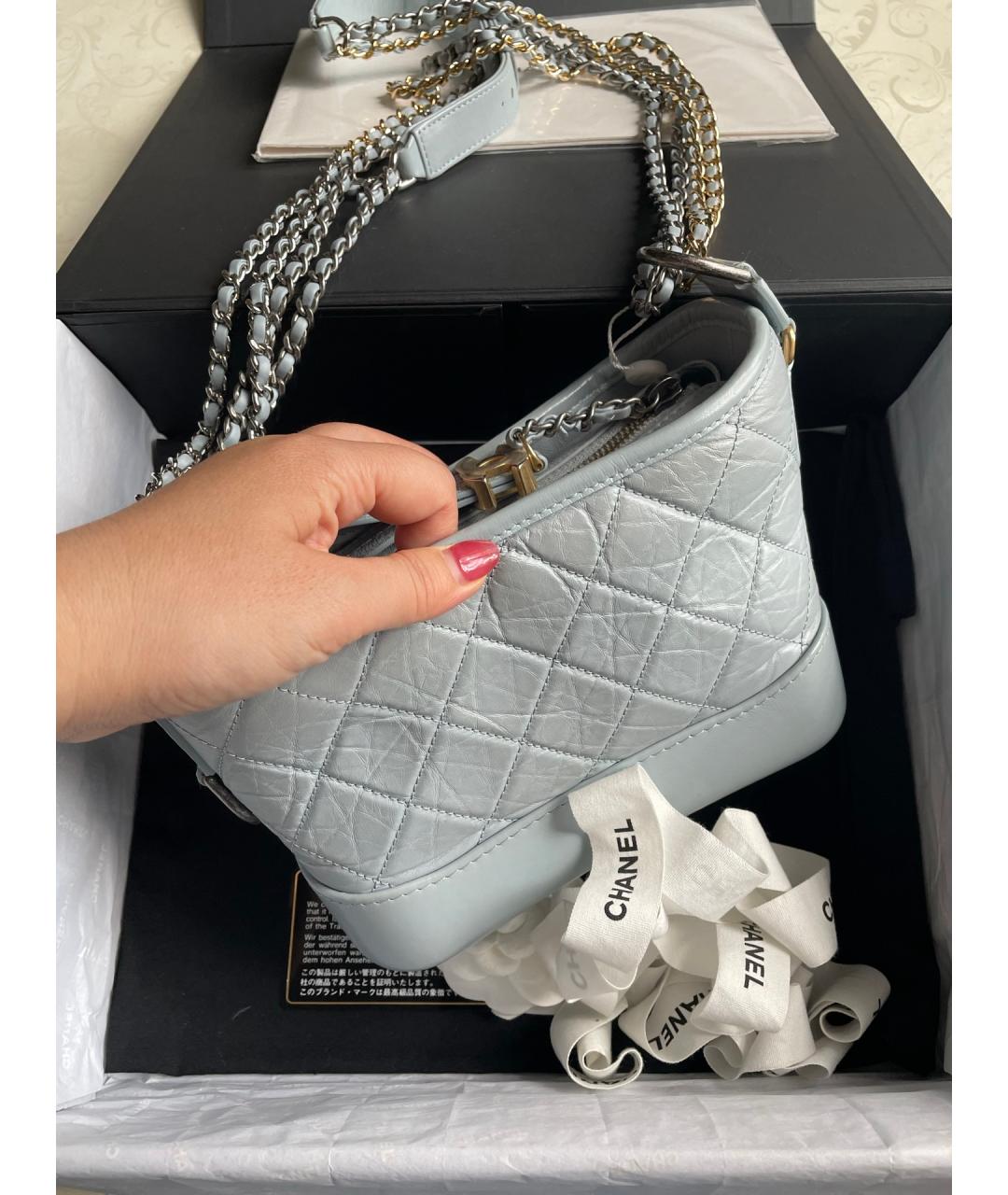 CHANEL Голубая кожаная сумка через плечо, фото 3