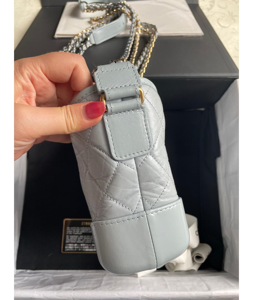 CHANEL Голубая кожаная сумка через плечо, фото 4