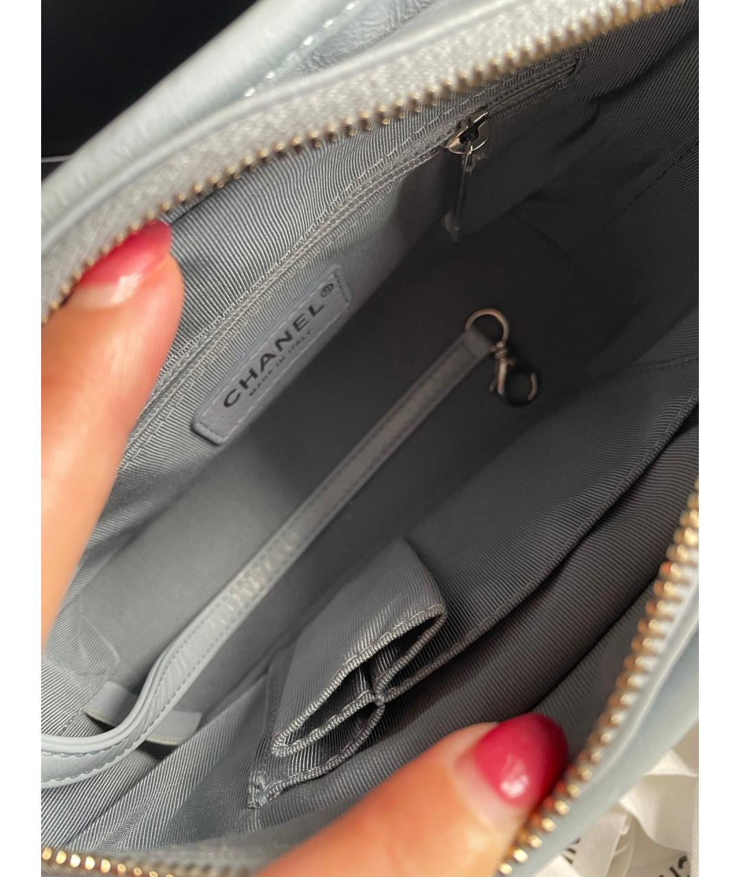 CHANEL Голубая кожаная сумка через плечо, фото 6