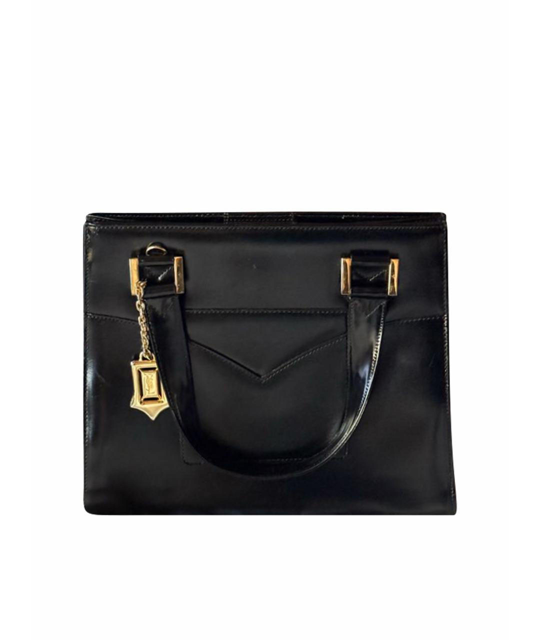 SAINT LAURENT Черная кожаная сумка с короткими ручками, фото 1