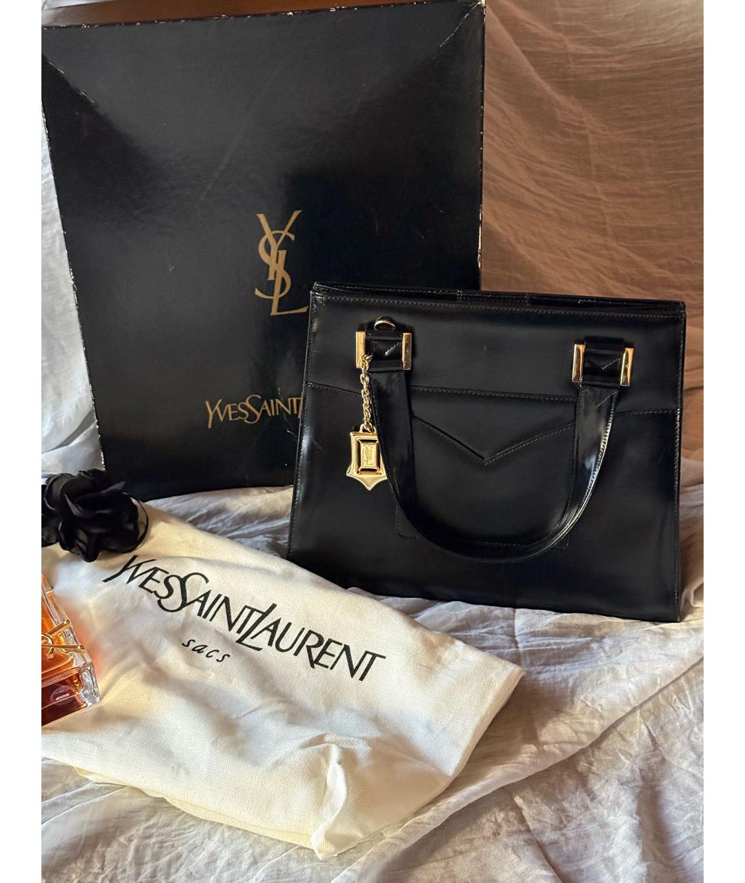 SAINT LAURENT Черная кожаная сумка с короткими ручками, фото 9