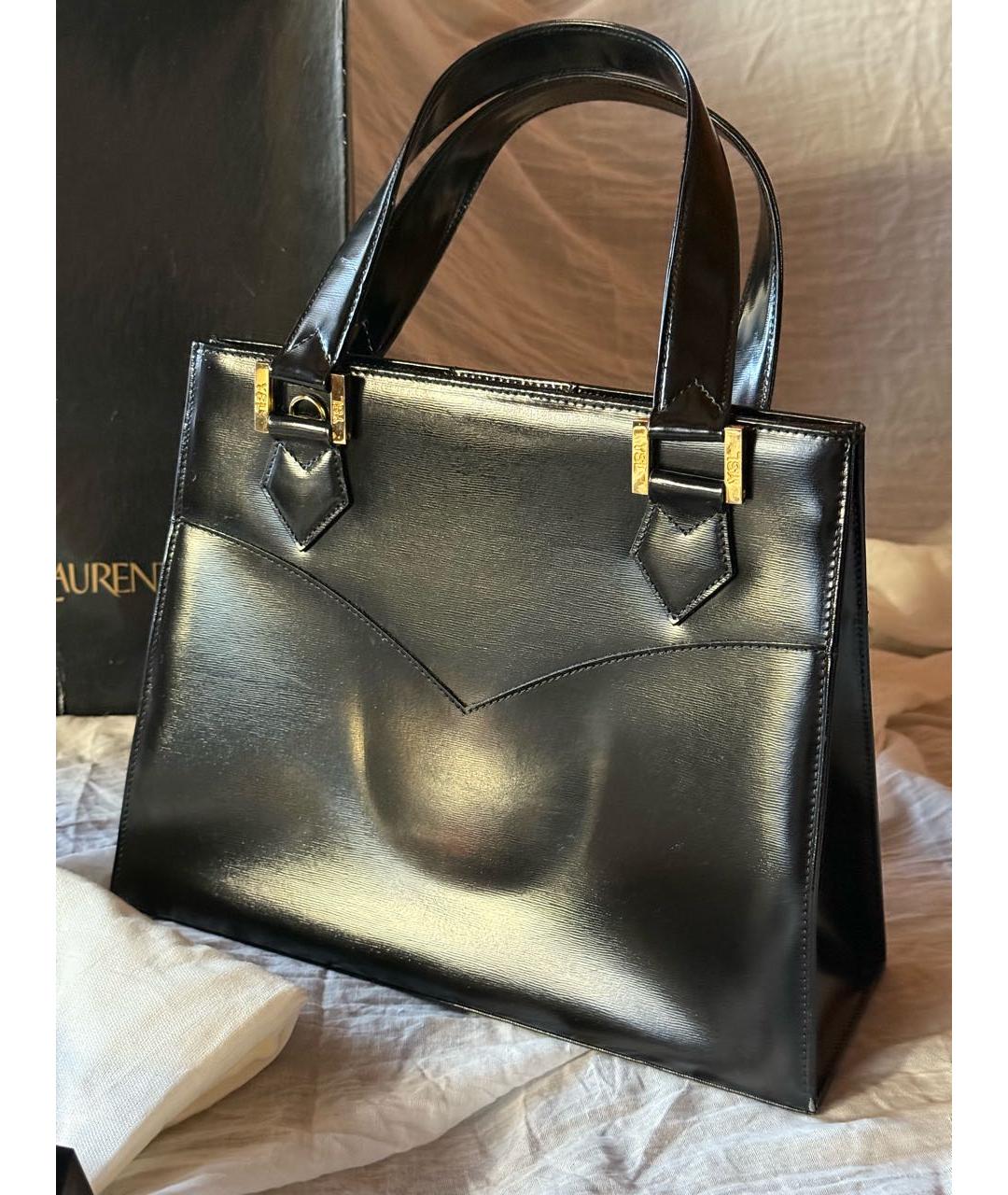 SAINT LAURENT Черная кожаная сумка с короткими ручками, фото 6