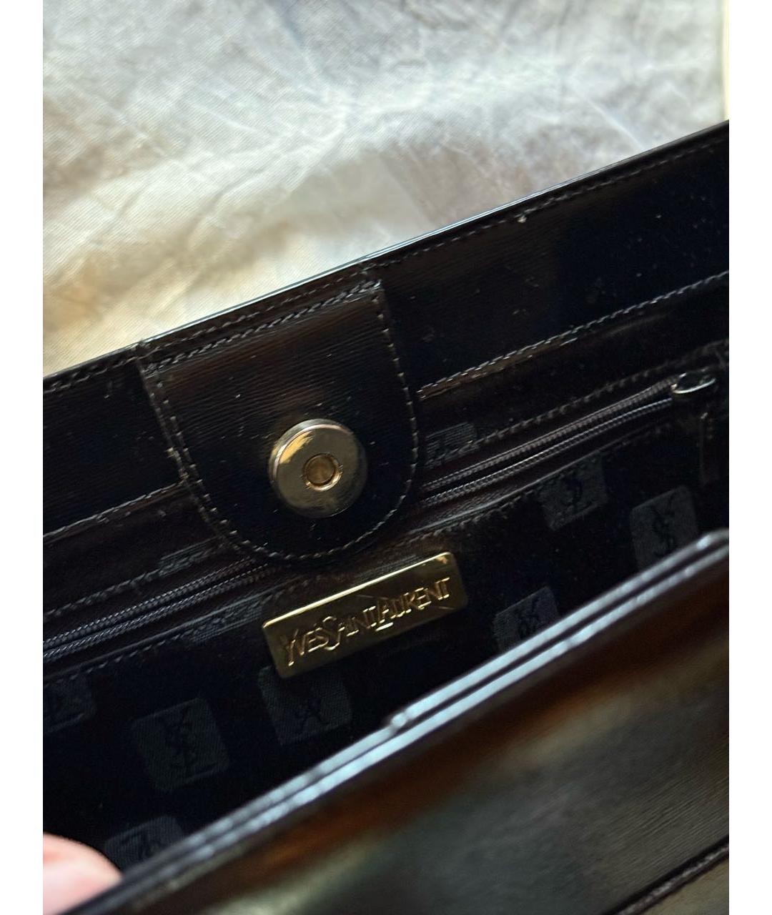 SAINT LAURENT Черная кожаная сумка с короткими ручками, фото 7