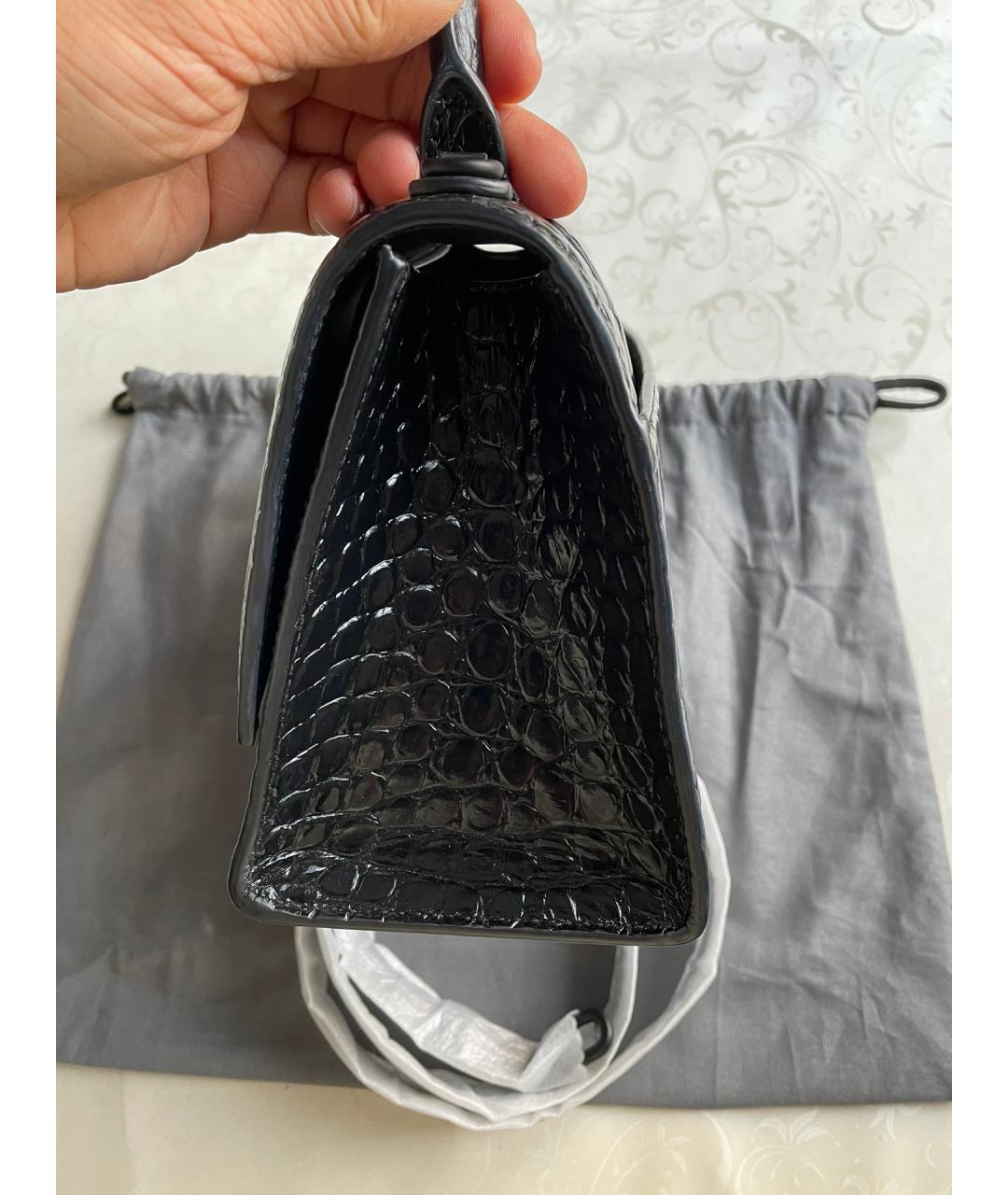 BALENCIAGA Черная кожаная сумка тоут, фото 4