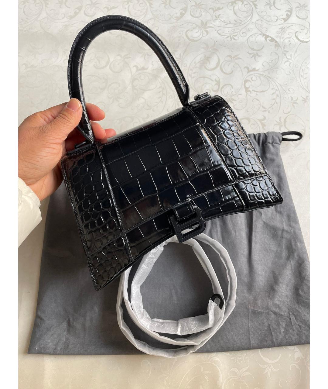 BALENCIAGA Черная кожаная сумка тоут, фото 2