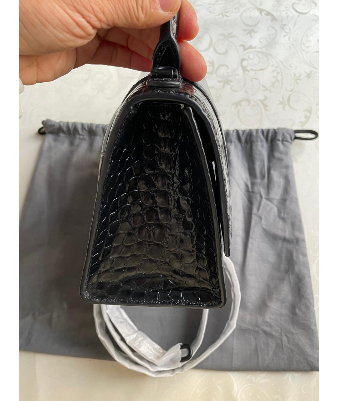 BALENCIAGA Черная кожаная сумка тоут, фото 5