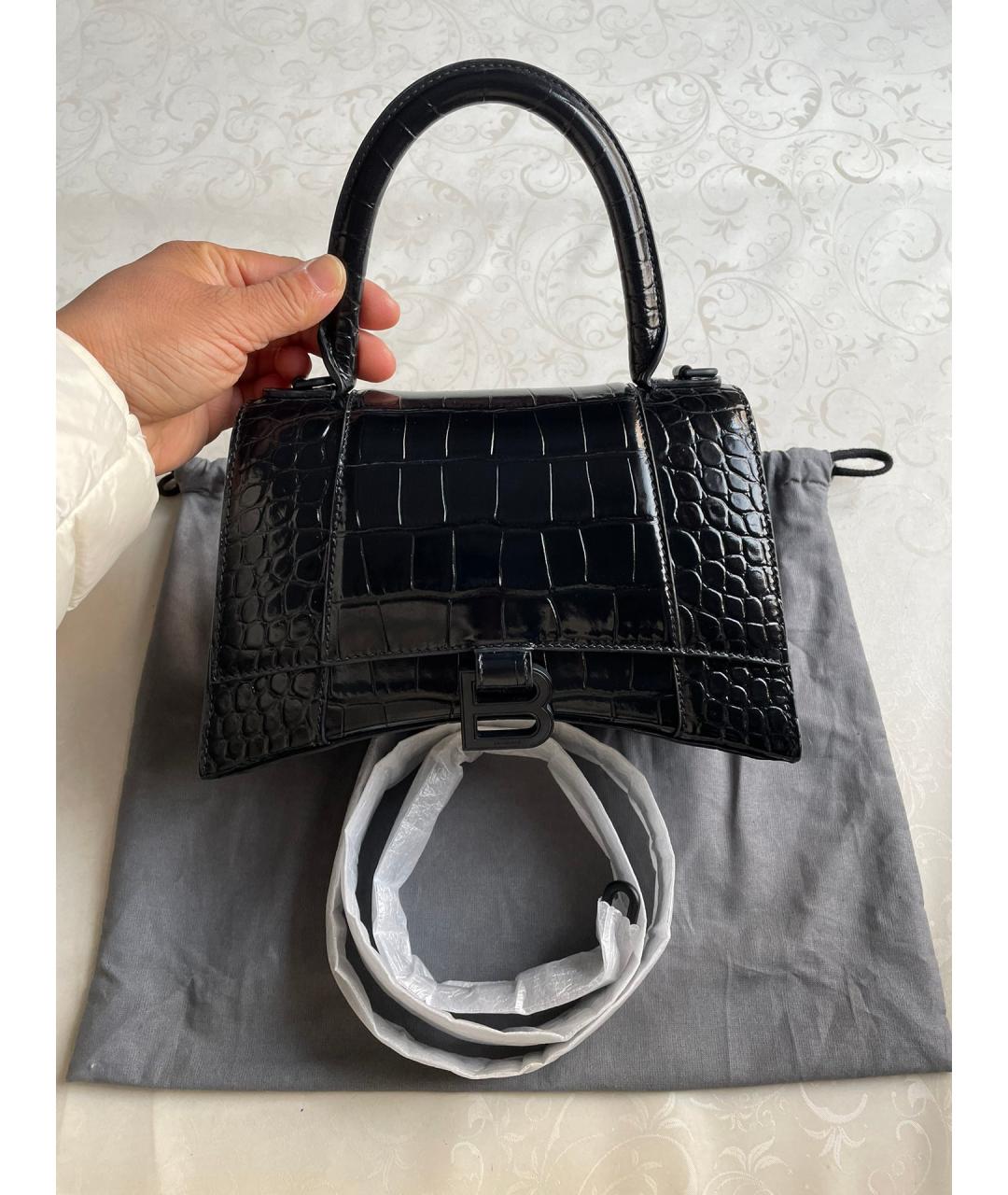 BALENCIAGA Черная кожаная сумка тоут, фото 7