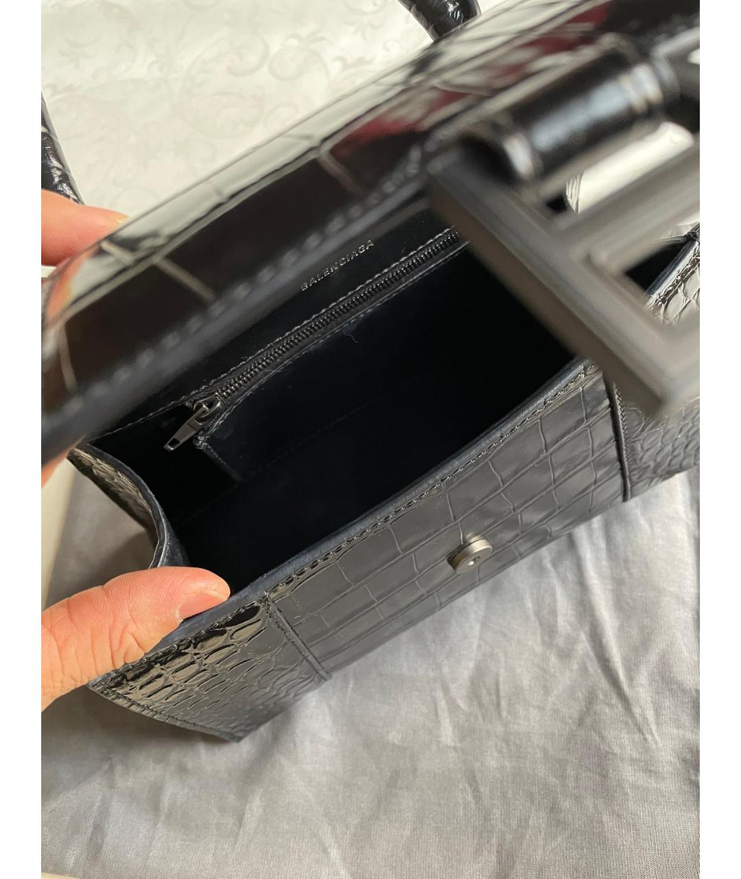 BALENCIAGA Черная кожаная сумка тоут, фото 6