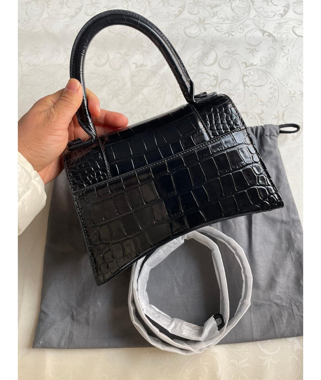 BALENCIAGA Черная кожаная сумка тоут, фото 3