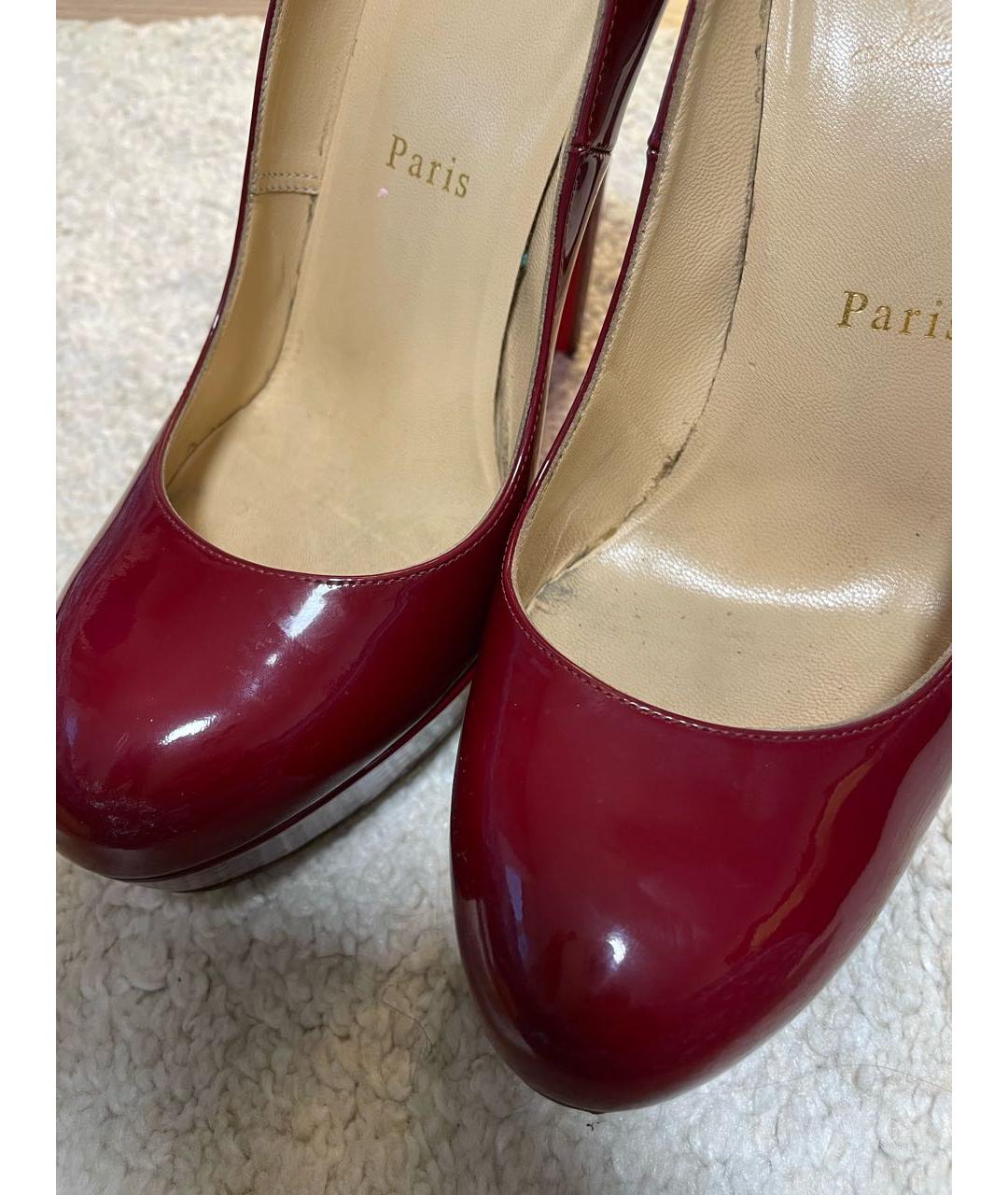 CHRISTIAN LOUBOUTIN Бордовые туфли из лакированной кожи, фото 6