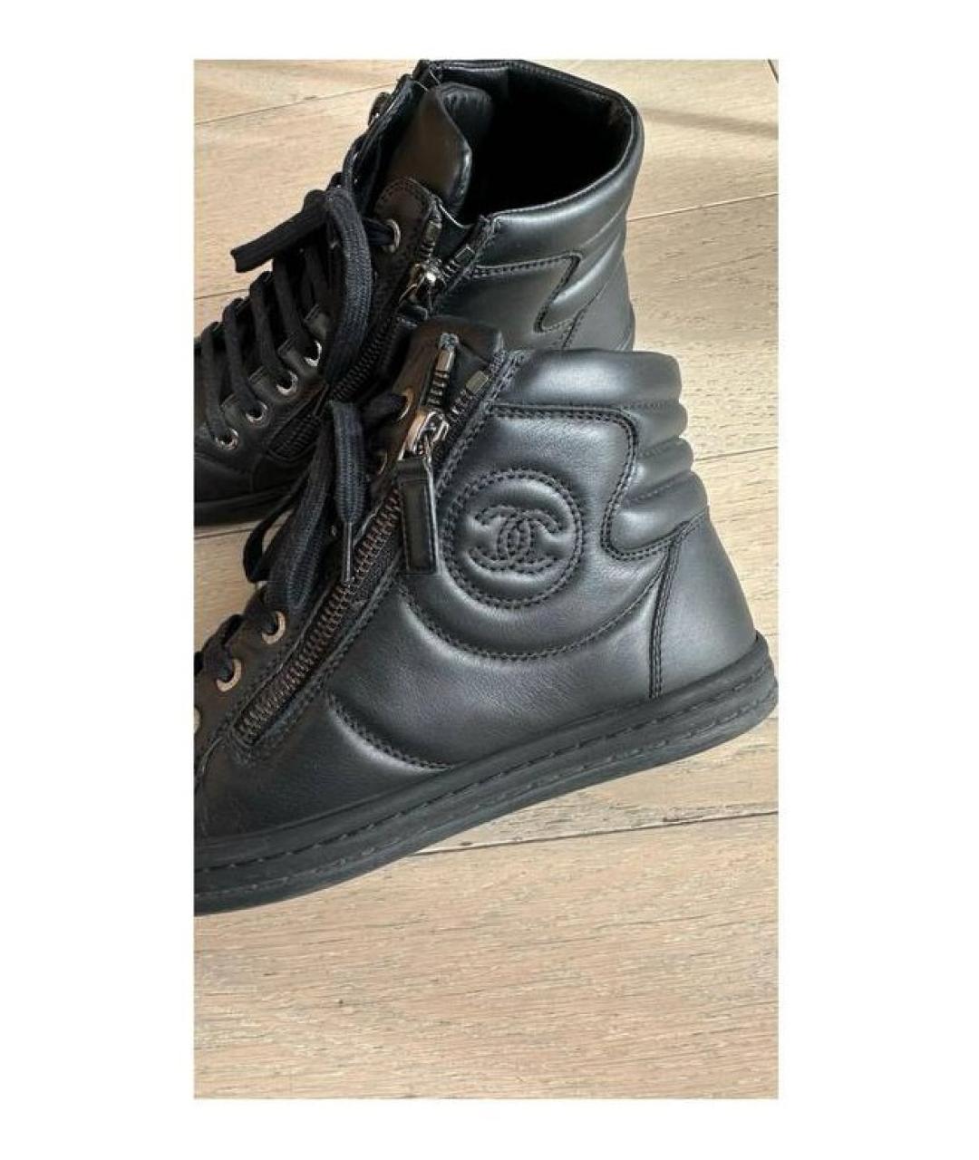 CHANEL Черные кожаные кеды, фото 8