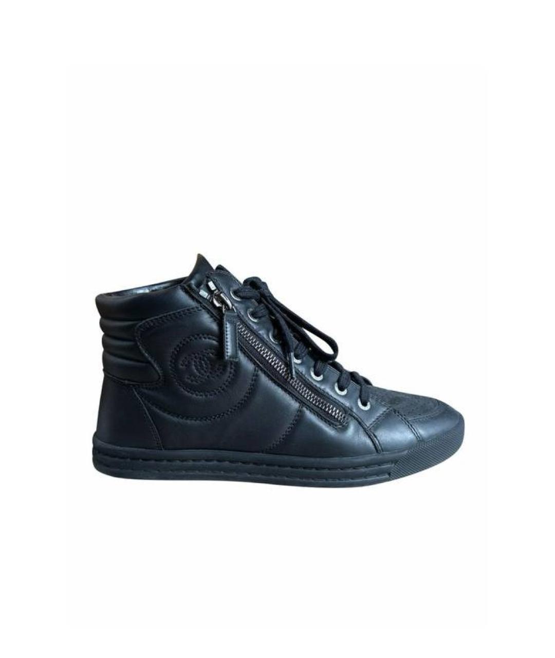 CHANEL Черные кожаные кеды, фото 1