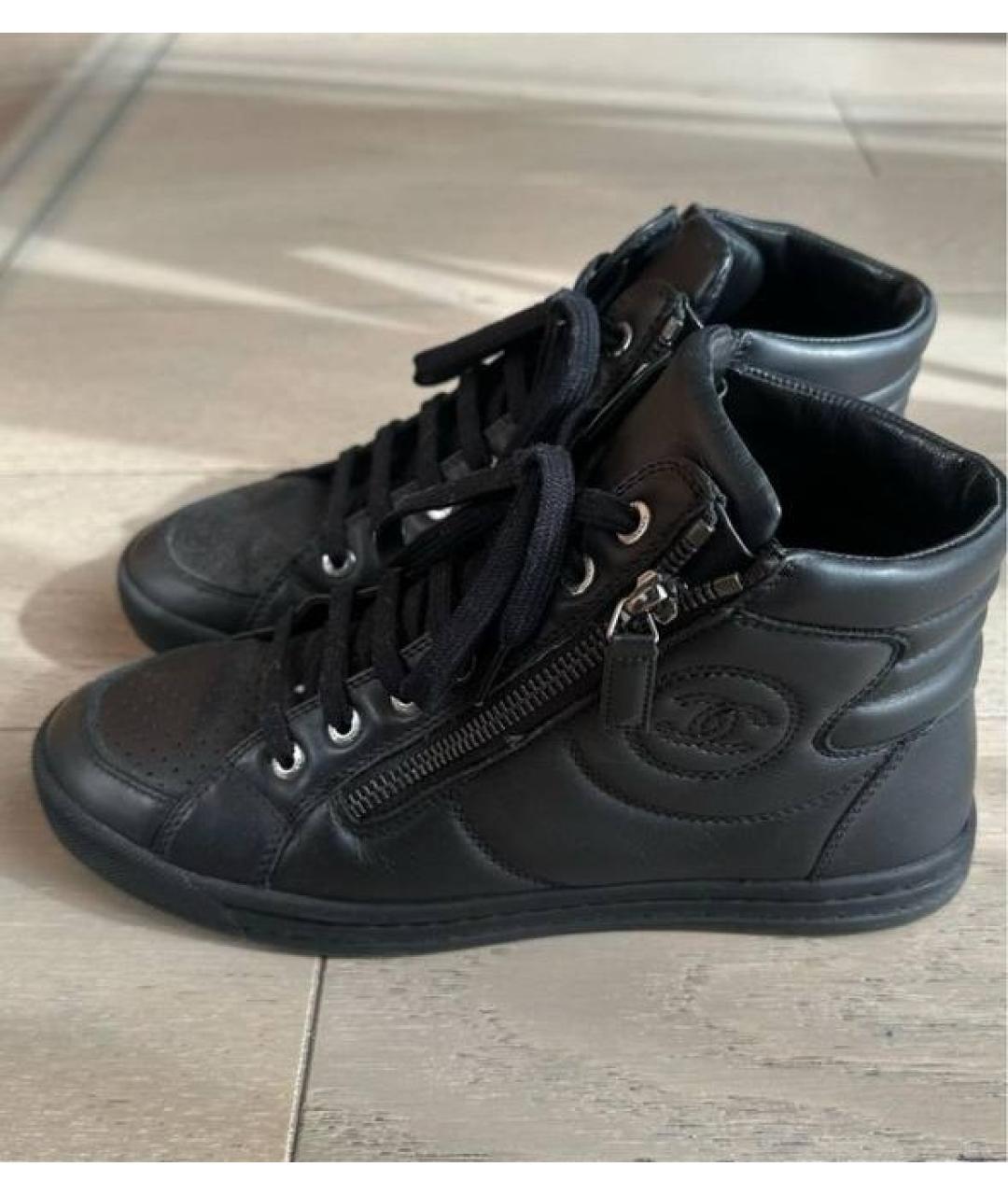 CHANEL Черные кожаные кеды, фото 6