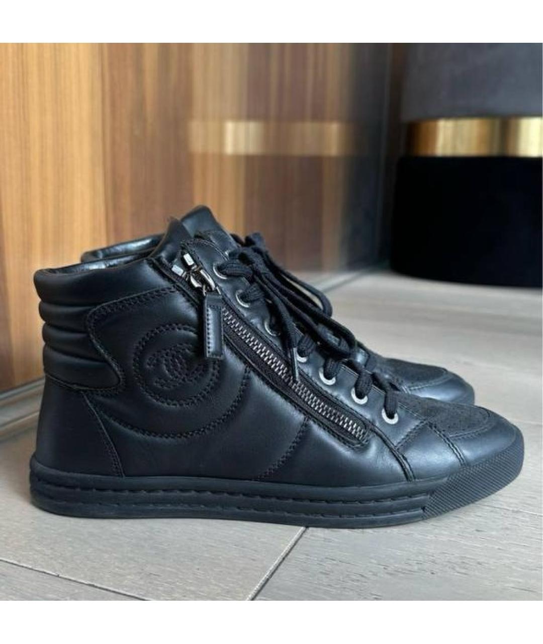 CHANEL Черные кожаные кеды, фото 7