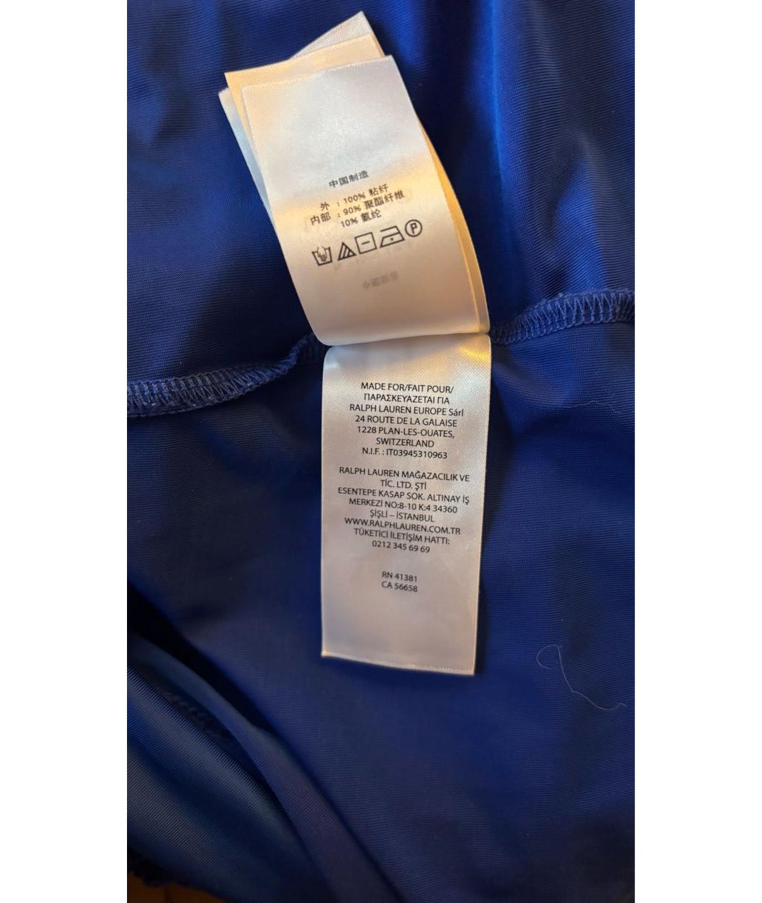 POLO RALPH LAUREN Синее полиэстеровое повседневное платье, фото 8