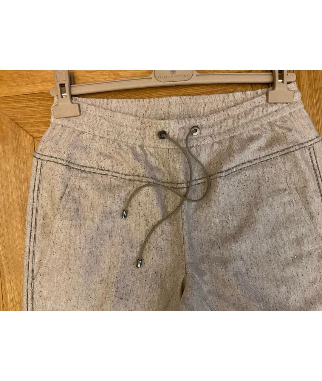BRUNELLO CUCINELLI Бежевые шерстяные брюки узкие, фото 4