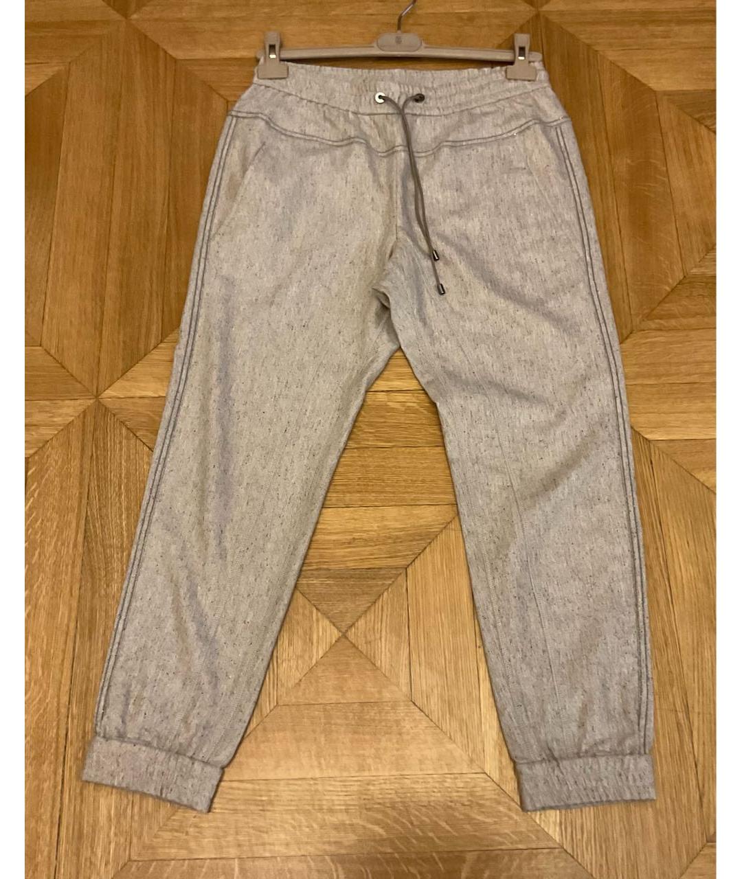 BRUNELLO CUCINELLI Бежевые шерстяные брюки узкие, фото 6