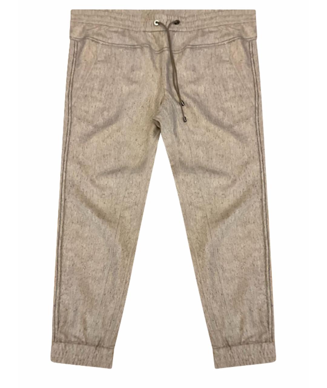 BRUNELLO CUCINELLI Бежевые шерстяные брюки узкие, фото 1