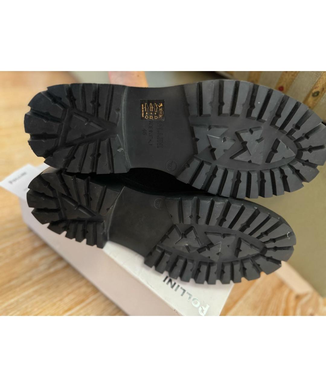 POLLINI Черные нубуковые низкие ботинки, фото 6