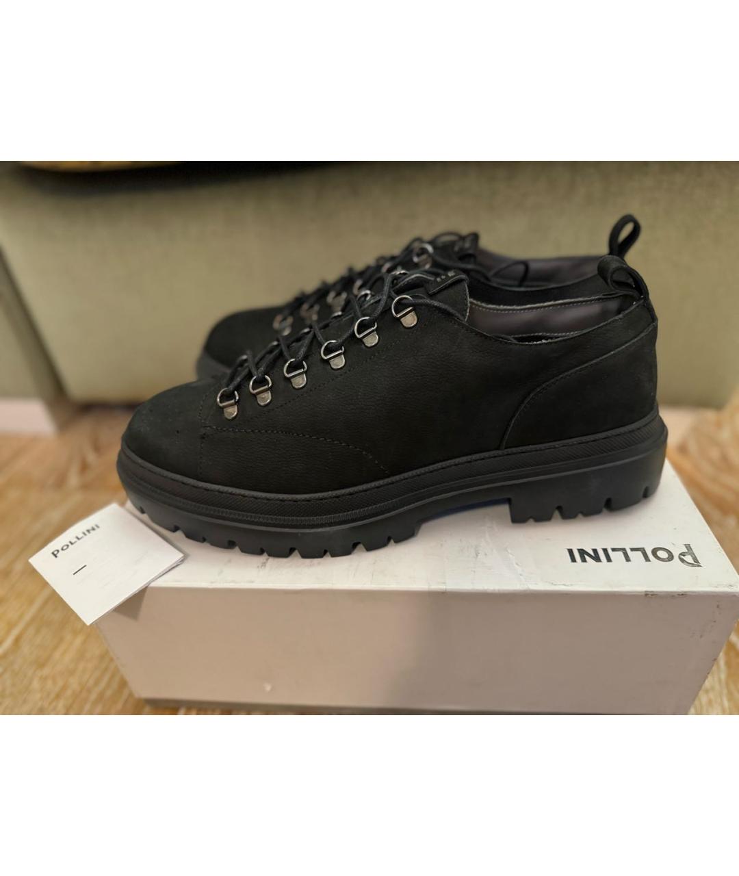 POLLINI Черные нубуковые низкие ботинки, фото 9