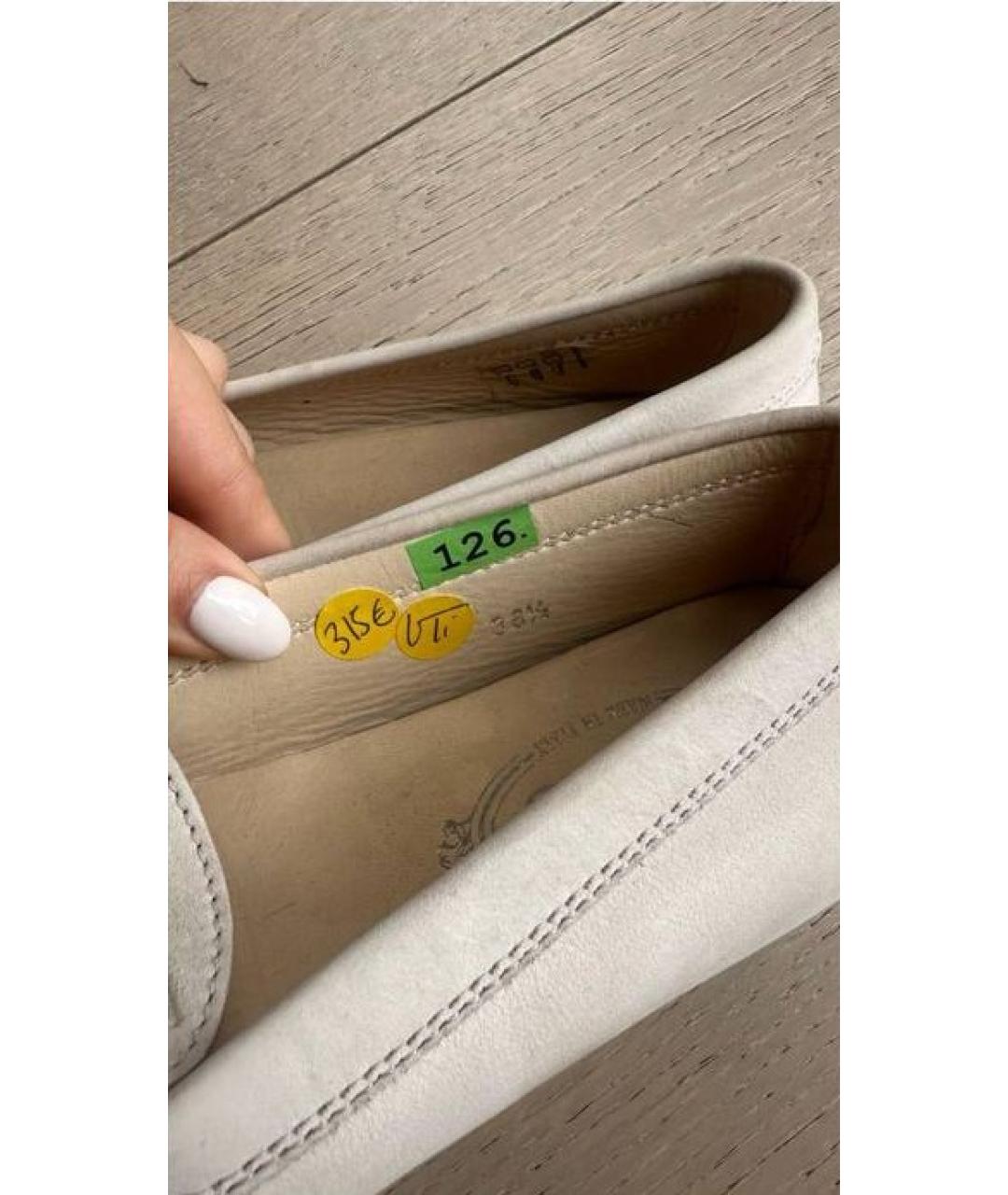 TOD'S Бежевые замшевые мокасины, фото 6