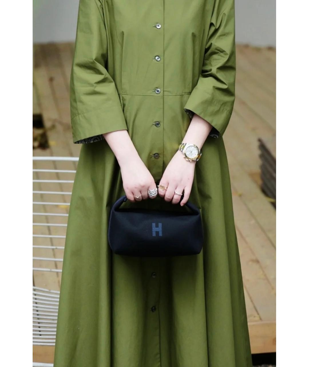 HERMES Черная деним косметичка, фото 6