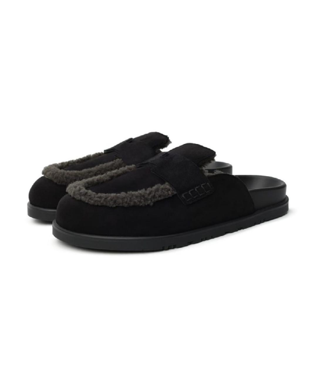 HERMES Черные замшевые мюли, фото 2